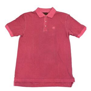 Timberland Polo Shirt Vintage Light Red Mens Size Small Short Sleeve Cotton Logo
